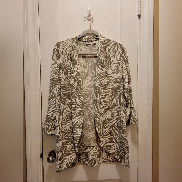 Chico's Travelers Graphic Leaves Jacket No Wrinkle Fabric Women's Size 2 - Picture 1 of 3